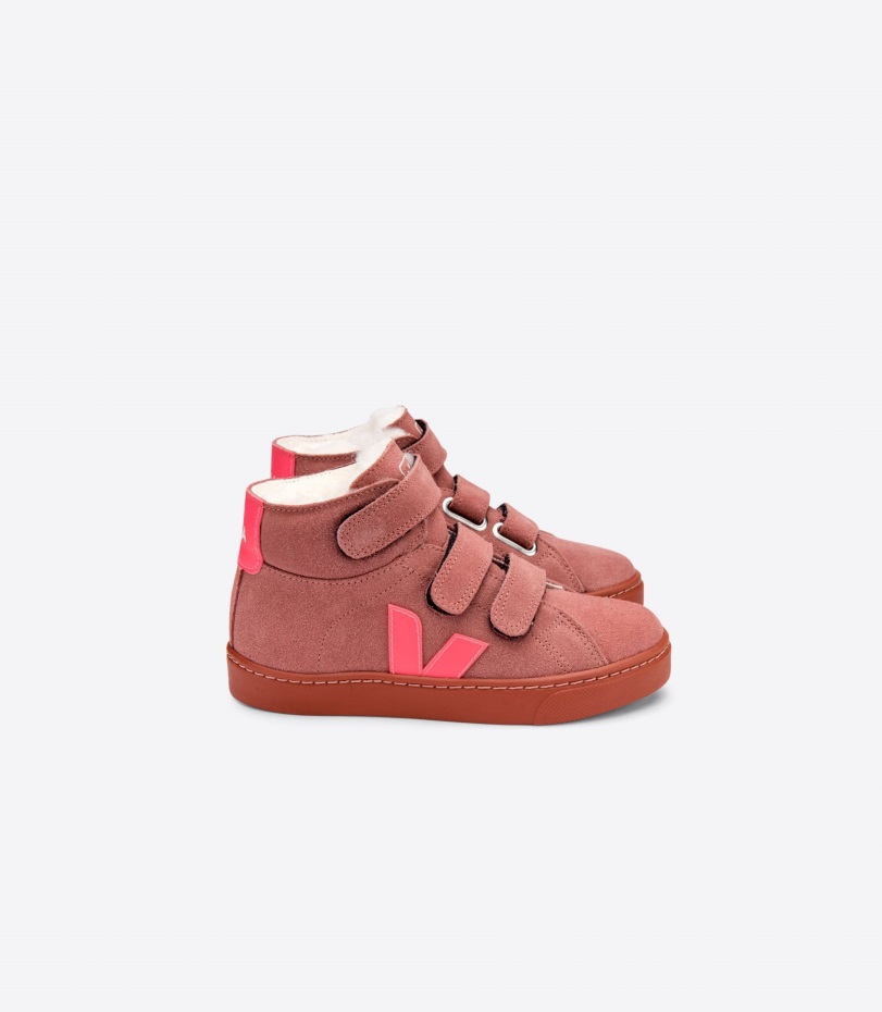 Original Veja Mid Fured Mocka Dired Kronblad Rose Fluo