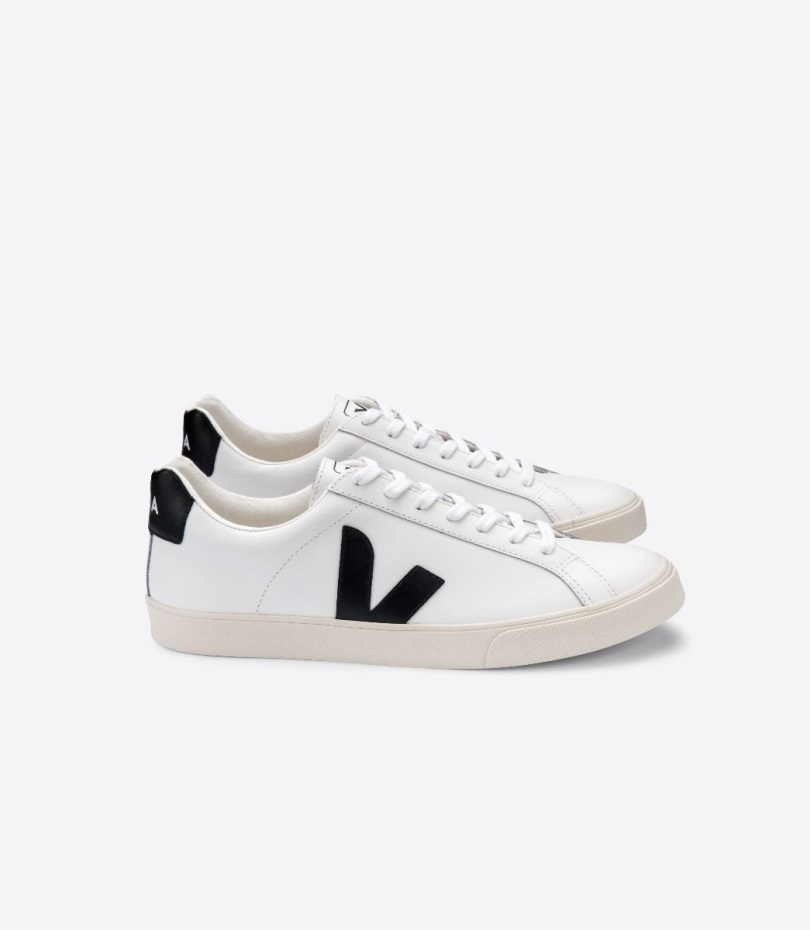 Läder Vit Svart Premium Veja Original