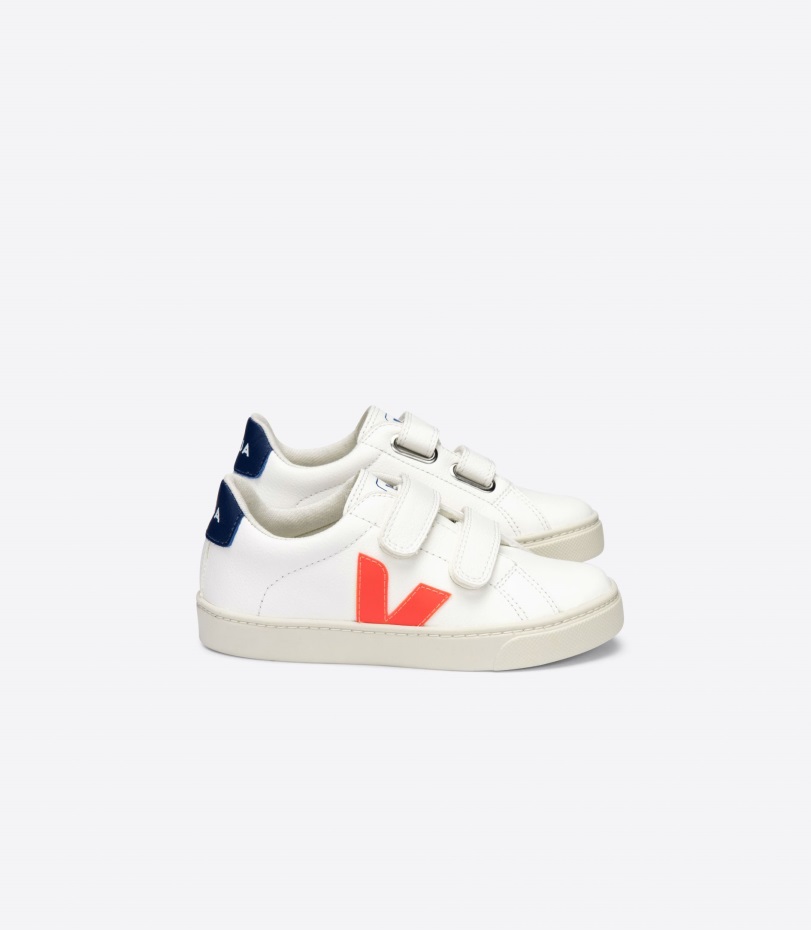 Collection Veja Origional Chromefree Leather White Orange Fluo Cobalt