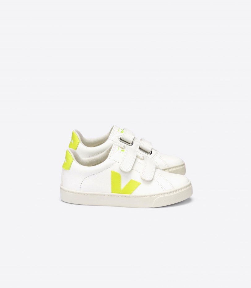 Perfect Chromefree Leather White Jaune Fluo Veja Origional