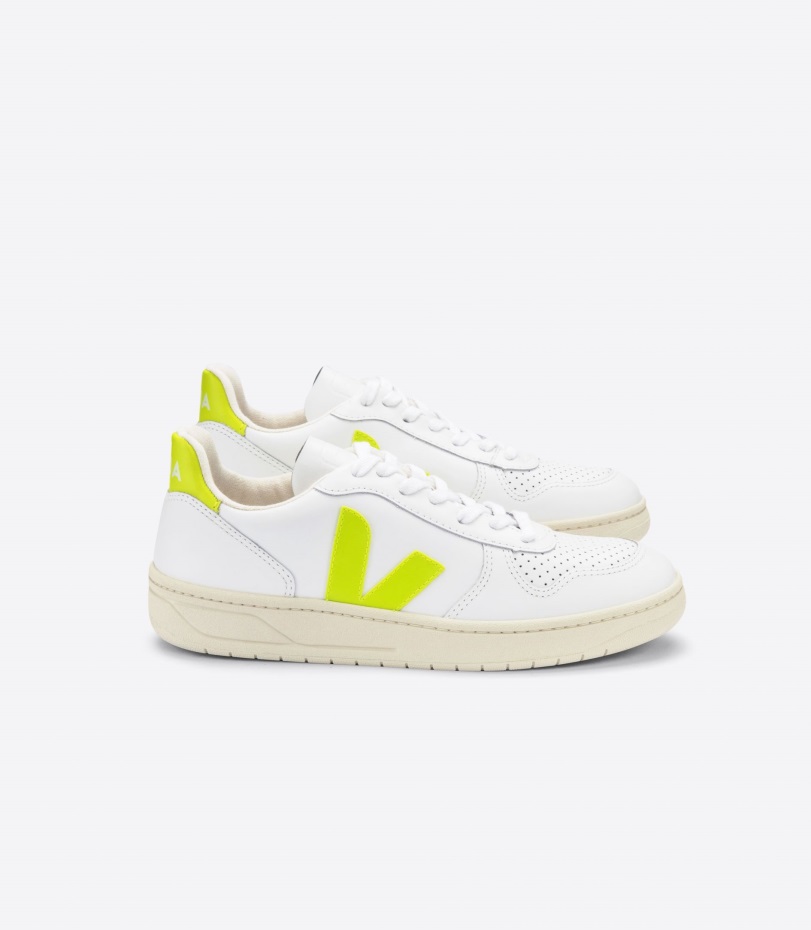 Leather White Jaune Fluo Veja Origional