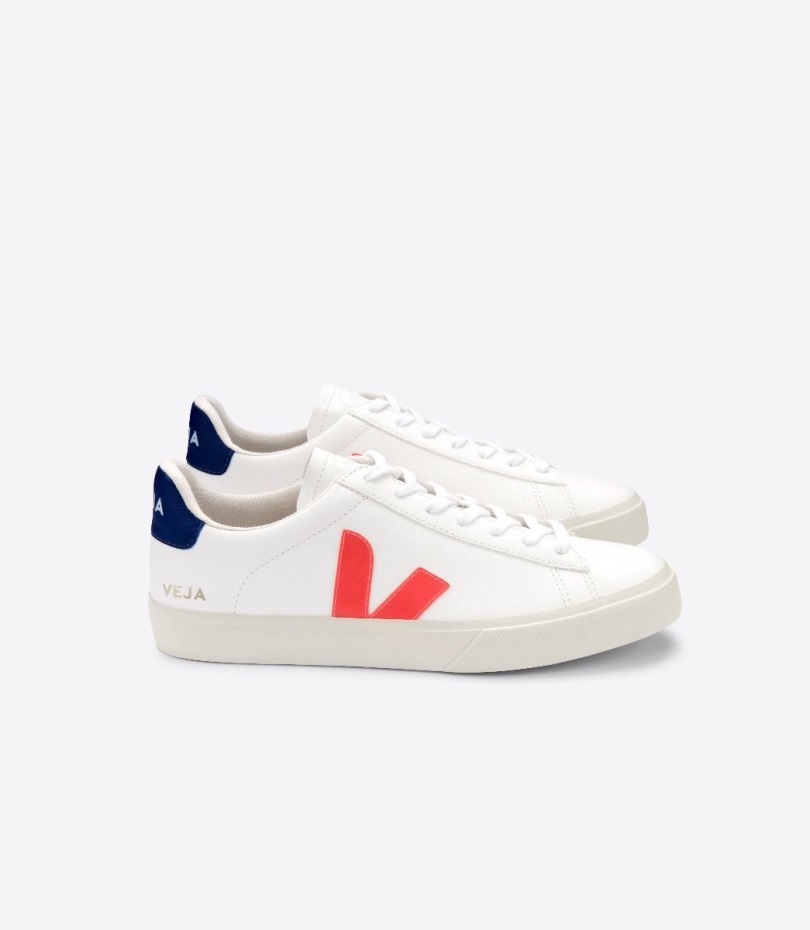 Perfekt Kromfritt Läder Vit Orange Fluo Veja Original