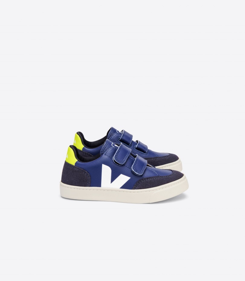 Premium Veja Origional Chromefree Leather Cobalt White Jaune Fluo