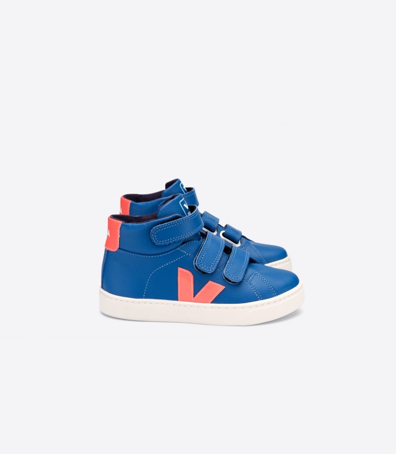 Mid Kromfritt Läder Indigo Orange Fluo Original Veja