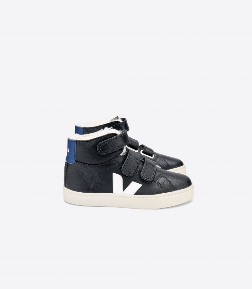 Mellanpälsad Kromfritt Läder Svart Vit Koboltkollektion Veja Original