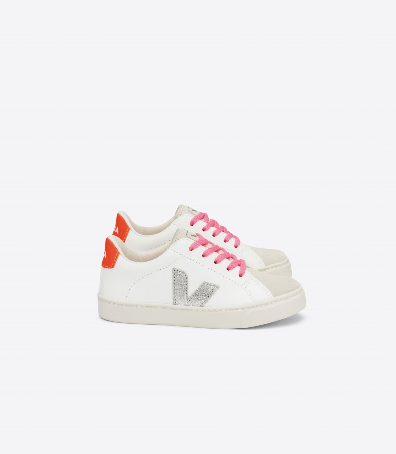 Snören Kromfritt Läder Vit Silver Orange Fluo Veja Original Special