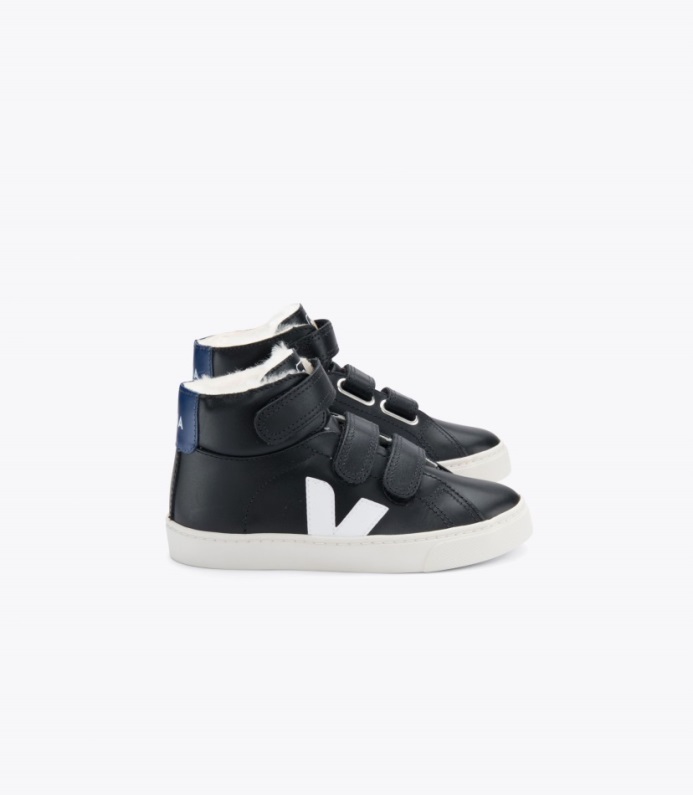 Veja Original Esplar Mid Fured Läder Svart Kobolt