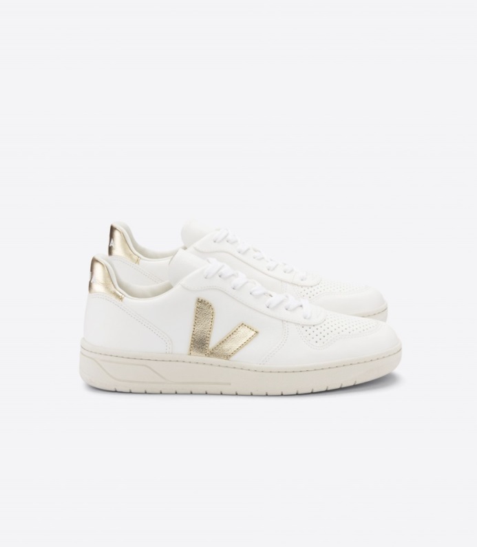 Veja Original V-10 Kromfritt Läder Vit Platina