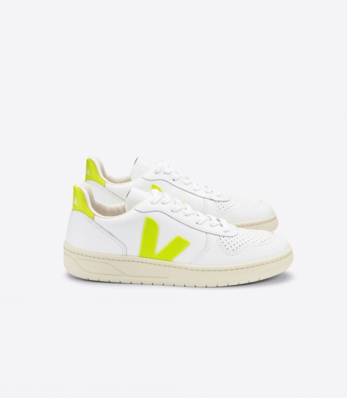 Se Original V-10 Läder Vit Jaune-fluo