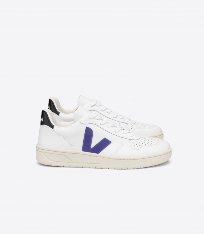 Veja Original V-10 Läder Vit Lila Svart