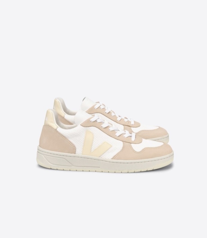 Veja Original V-10 Alveomesh Vit Smörmandel